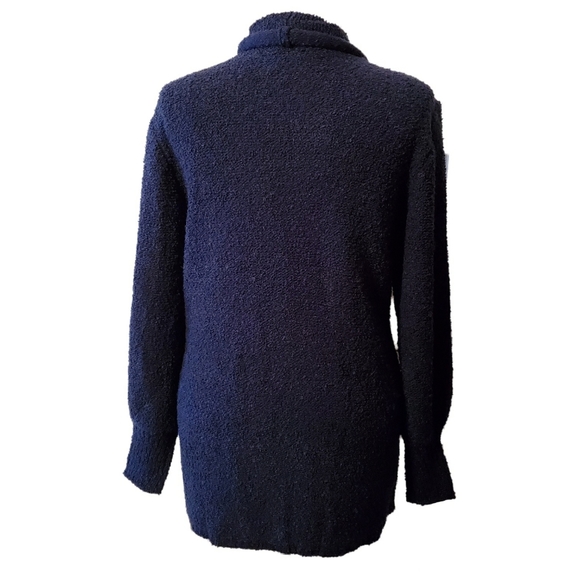 Vintage Navy Blue Boucle Knit Cardigan Sweater - Picture 4 of 5